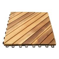 Outdoor Patio 12-Diagonal Slat Acacia Interlocking Deck Tile (Set of 10 Tiles) V368