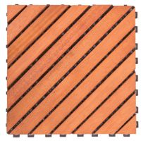 Outdoor Patio 12-Diagonal Slat Eucalyptus Interlocking Deck Tile (Set of 10 Tiles) V182