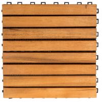 Outdoor Patio 8-Slat Acacia Interlocking Deck Tile (Set of 10 Tiles) V355