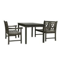 Renaissance Outdoor 3-Piece Wood Patio Rectangular Table Dining Set V1297SET34