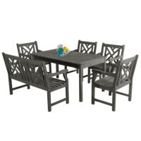 Renaissance Outdoor 6-Piece Hand-scraped Wood Patio Dining Set with 4-foot Bench V1297SET19