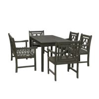 Renaissance Outdoor 6-Piece Wood Patio Rectangular Table Dining Set V1297SET32