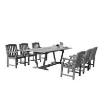 Renaissance Outdoor 7-Piece Hand-scraped Wood Patio Dining Set with Extension Table V1294SET13