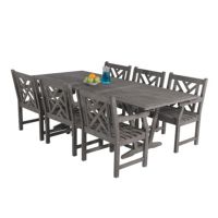 Renaissance Outdoor 7-Piece Hand-scraped Wood Patio Dining Set with Extension Table V1294SET15