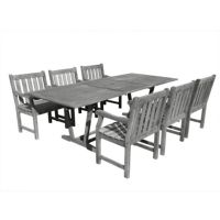 Renaissance Outdoor 7-Piece Hand-scraped Wood Patio Dining Set with Extension Table V1294SET19