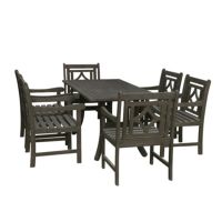 Renaissance Outdoor 7-Piece Wood Patio Curvy Legs Table Dining Set V1300SET15
