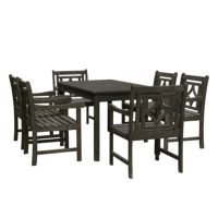 Renaissance Outdoor 7-Piece Wood Patio Rectangular Table Dining Set V1297SET30