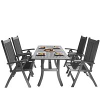 Renaissance Outdoor Patio Hand-scraped Wood 5-Piece Dining Set with Reclining Chairs V1300SET10