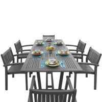 Renaissance Outdoor Patio Hand-scraped Wood 7-Piece Dining Set with Extension Table V1294SET23