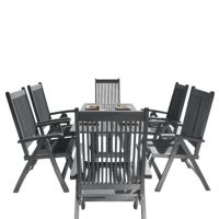 Renaissance Outdoor Patio Hand-scraped Wood 7-Piece Dining Set with Reclining Chairs V1300SET11