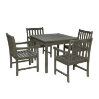Renaissance Slatted Outdoor 5-Piece Wood Patio Stacking Table Dining Set V1840SET3