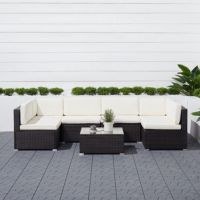Venice 6-Piece Outdoor Wicker Sectional Sofa Set with Cushion - Black V1911
