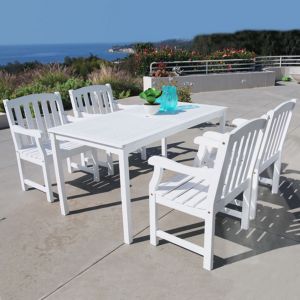 Bradley Classic 5-Piece Wood Patio Dining Set with Rectangle Table - White V1336SET6