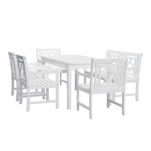 Bradley Diamond 6-Piece Wood Patio Rectangular Table Dining Set - White V1336SET29