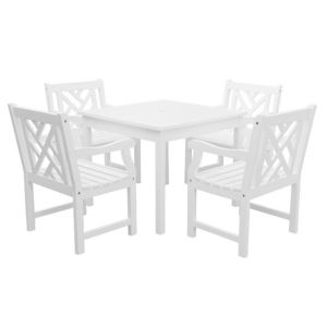 Bradley Modern Outdoor 5-Piece Wood Patio Stacking Table Dining Set - White V1841SET3