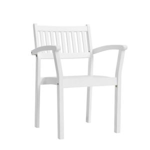 Bradley Slatted Outdoor Patio Stacking Armchair - White V1806