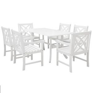 Bradley Traditional Outdoor 7-Piece Wood Patio Dining Set - White V1337SET15