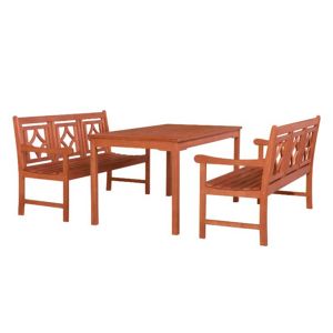 Malibu Outdoor 3-Piece Wood Patio Rectangular Table Dining Set V98SET70