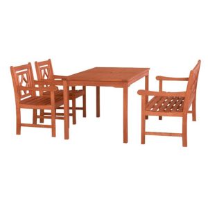 Malibu Outdoor 4-Piece Wood Patio Rectangular Table Dining Set V98SET68