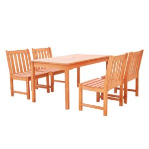 Malibu Outdoor 5-Piece Wood Patio Dining Set with Armless Chairs V98SET46