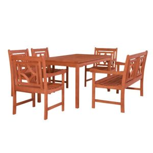 Malibu Outdoor 6-Piece Wood Patio Rectangular Table Dining Set V98SET67