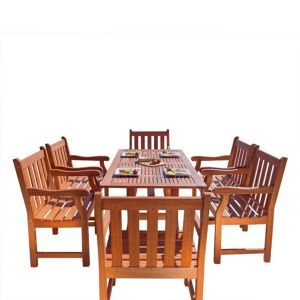 Malibu Outdoor 7-Piece Wood Patio Dining Set V187SET24