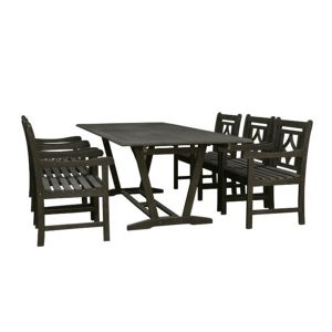 Renaissance Outdoor 7-Piece Wood Patio Extendable Table Dining Set V1294SET25