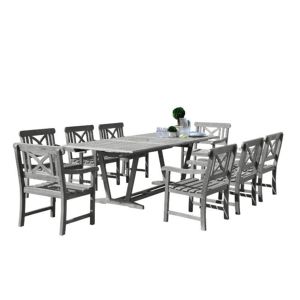 Renaissance Outdoor 9-Piece Hand-scraped Wood Patio Dining Set with Extension Table V1294SET18
