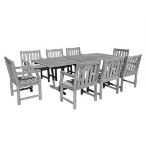 Renaissance Outdoor 9-Piece Hand-scraped Wood Patio Dining Set with Extension Table V1294SET20