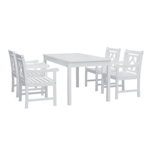 Bradley Diamond 5-Piece Wood Patio Rectangular Table Dining Set - White V1336SET26