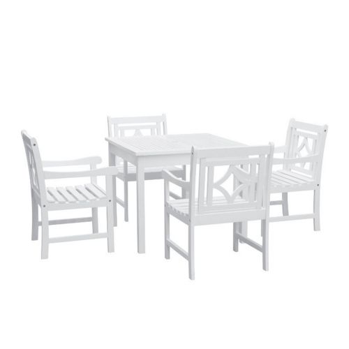 Bradley Diamond 5-Piece Wood Patio Stacking Table Dining Set - White V1841SET7