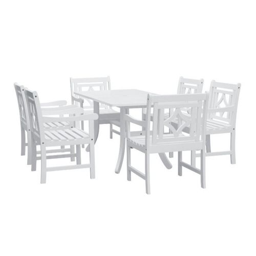 Bradley Diamond 7-Piece Wood Patio Curvy Legs Table Dining Set - White V1337SET28