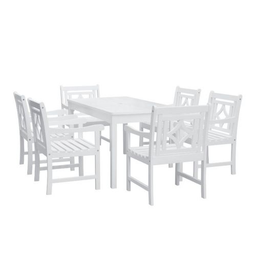 Bradley Diamond 7-Piece Wood Patio Rectangular Table Dining Set - White V1336SET27