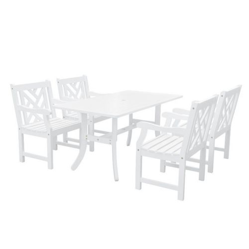 Bradley Modern Outdoor 5-Piece Wood Patio Dining Set - White V1337SET2
