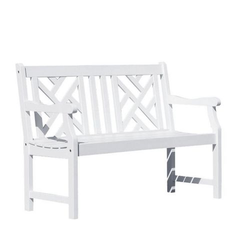 Bradley Modern Outdoor Patio 4ft Wood Garden Bench - White V1631