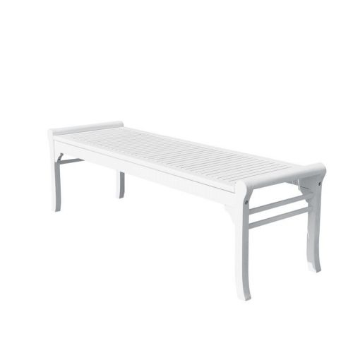 Bradley Outdoor Patio 5ft Wood Backless Bench - White V1608