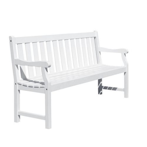 Bradley Slatted Outdoor Patio 5ft Wood Garden Bench - White V1627