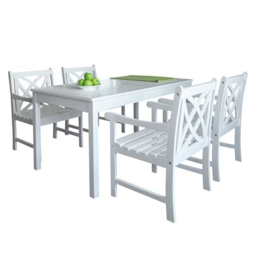 Bradley Traditional Outdoor 5-Piece Wood Patio Dining Set - White V1336SET16