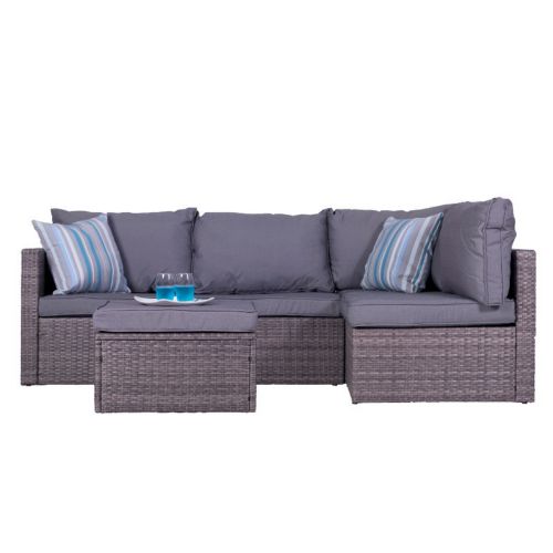 Cyrus Compact Outdoor Rattan 4-Piece Sectional Sofa Set with Cushion V1815