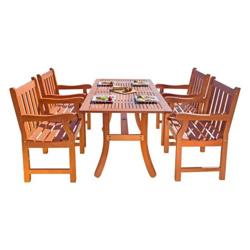 Malibu Outdoor 5-Piece Wood Patio Dining Set V187SET22