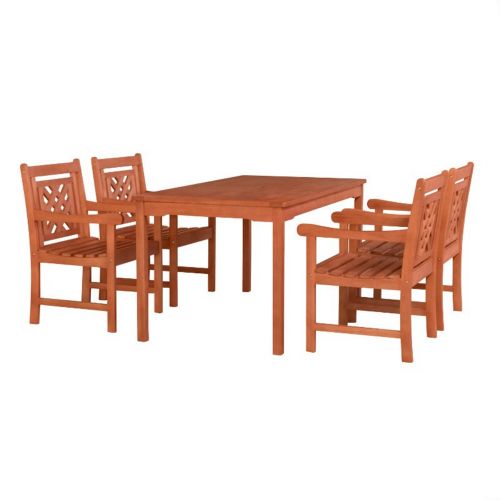 Malibu Outdoor 5-Piece Wood Patio Rectangular Table Dining Set V98SET71