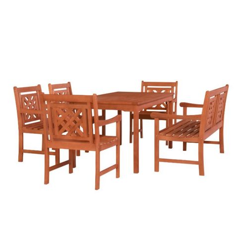 Malibu Outdoor 6-Piece Wood Patio Rectangular Table Dining Set V98SET74