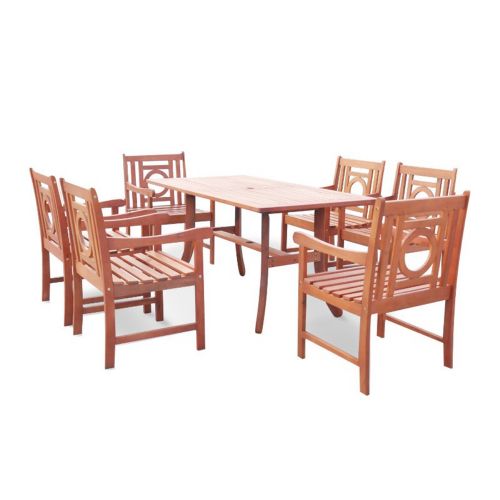 Malibu Outdoor 7-Piece Wood Patio Dining Set with Curvy Leg Table V189SET15