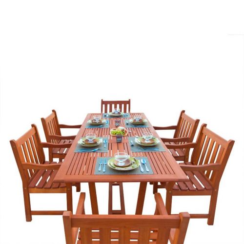 Malibu Outdoor 7-Piece Wood Patio Dining Set with Extension Table V232SET1