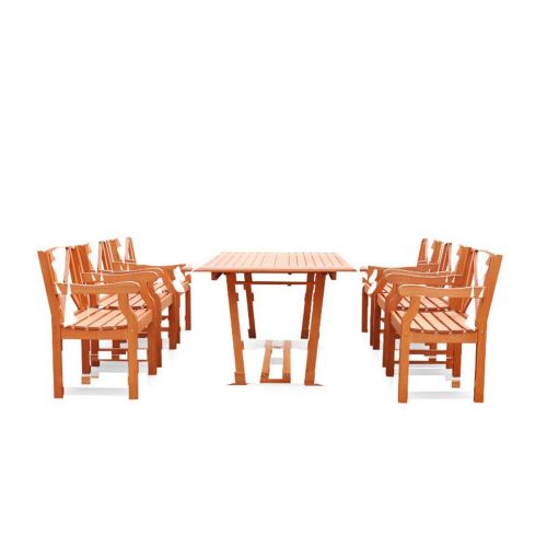 Malibu Outdoor 7-Piece Wood Patio Dining Set with Extension Table V232SET34