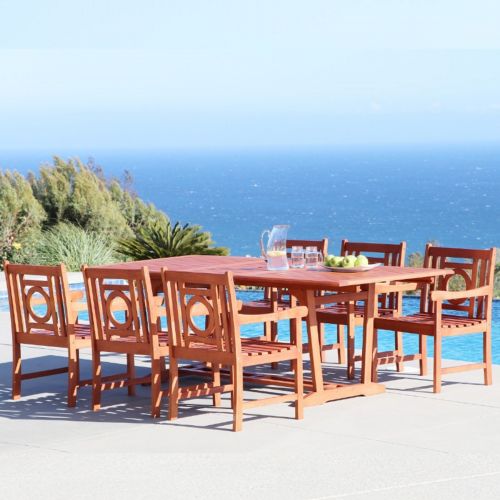 Malibu Outdoor 7-Piece Wood Patio Dining Set with Extension Table V232SET37