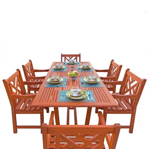 Malibu Outdoor 7-Piece Wood Patio Dining Set with Extension Table V232SET8