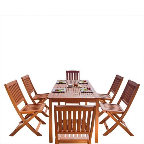 Malibu Outdoor 7-Piece Wood Patio Dining Set with Folding Chairs V98SET4