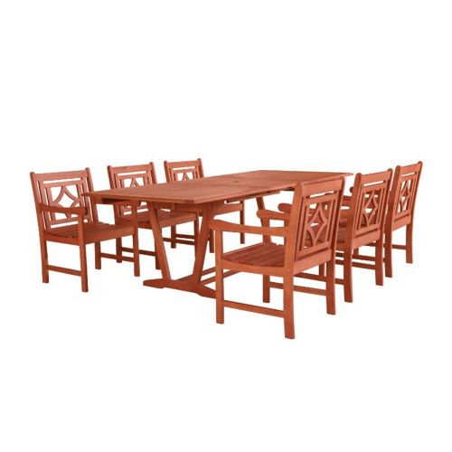 Malibu Outdoor 7-Piece Wood Patio Extendable Table Dining Set V232SET41