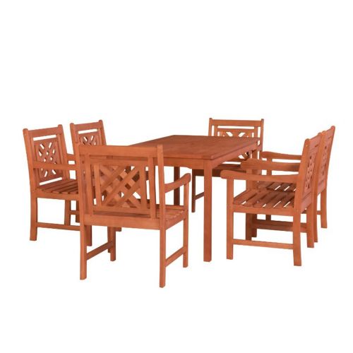 Malibu Outdoor 7-Piece Wood Patio Rectangular Table Dining Set V98SET72